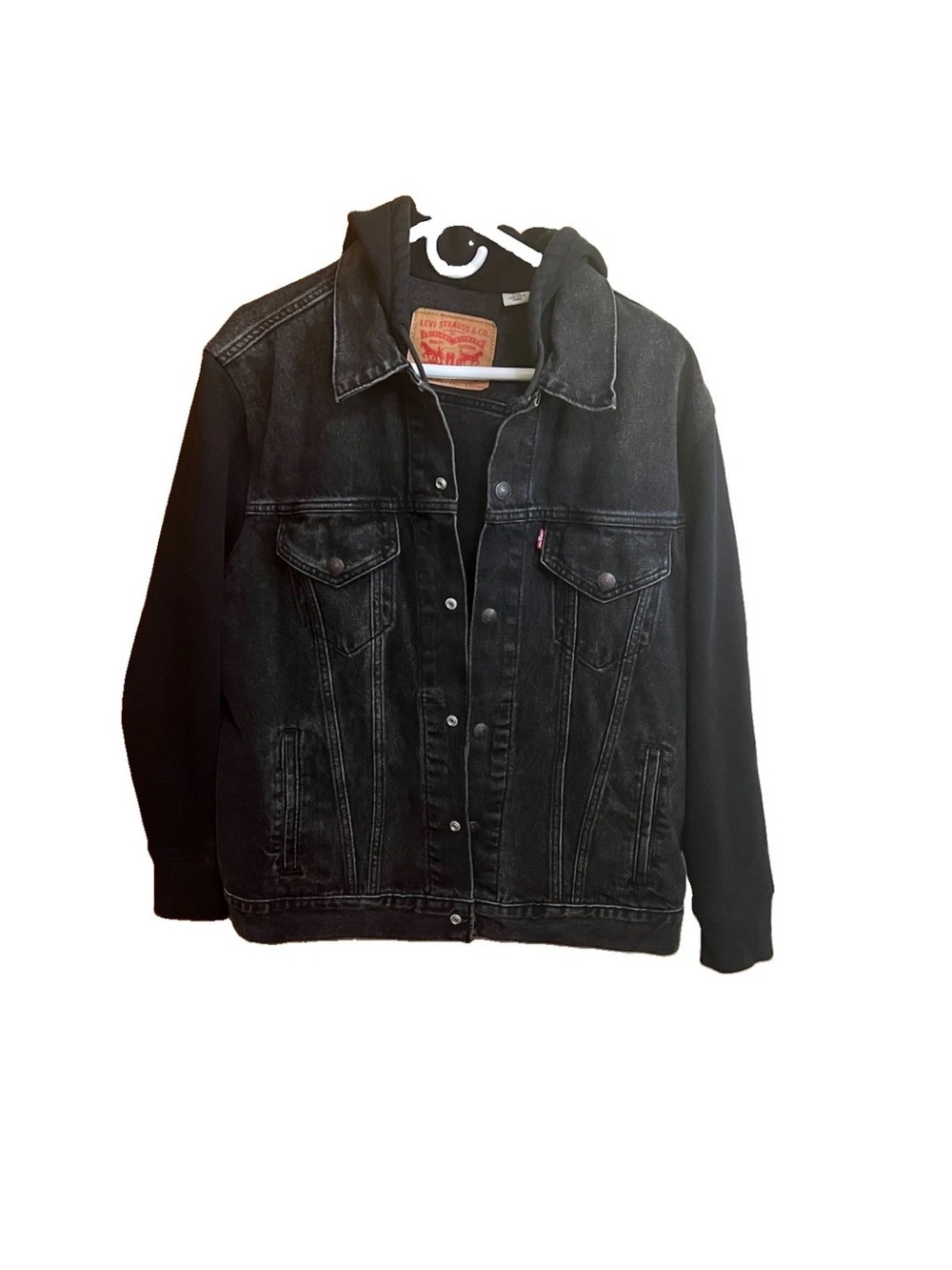 Levi’s Men’s Hybrid Hooded Trucker Jacket Relaxed Fit LG Wash 001 A0632‑0001 NWO